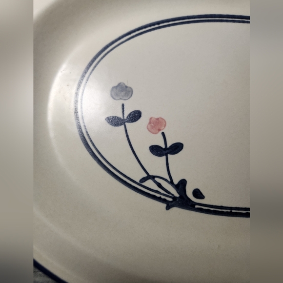 Pfaltzgraff Windsong Pattern Oval Serving Platter 14" #16  USA Blue Pink Flower - Picture 2 of 7